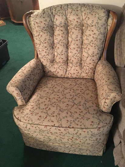 Floral print accent chair by CAROLINA COMFORT FURNITURE(matches lot 2)
