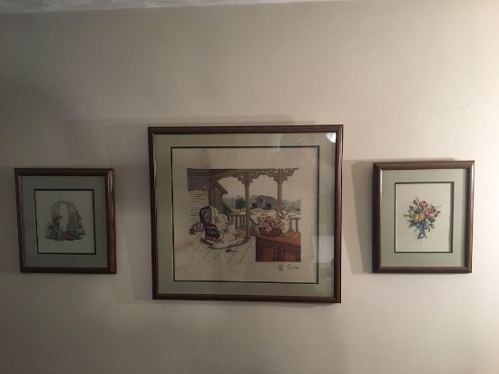 Framed/matted cross stitch pictures