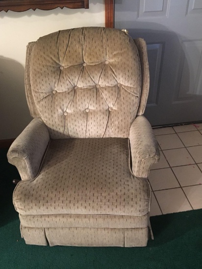 Reclining chair by KIRBY MFG (photos show footrest up)