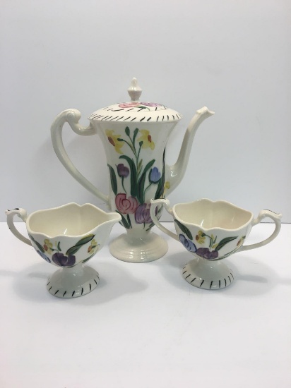 Vintage BLUE RIDGE CHINA tea set (pitcher, creamer, sugar bowl)