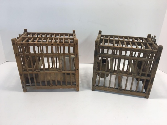 Vintage wooden bird cages