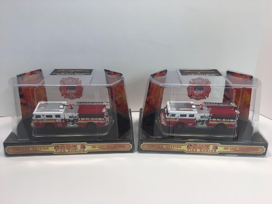 2- CODE 3 die cast collectibles FDNY Seagrave fire trucks