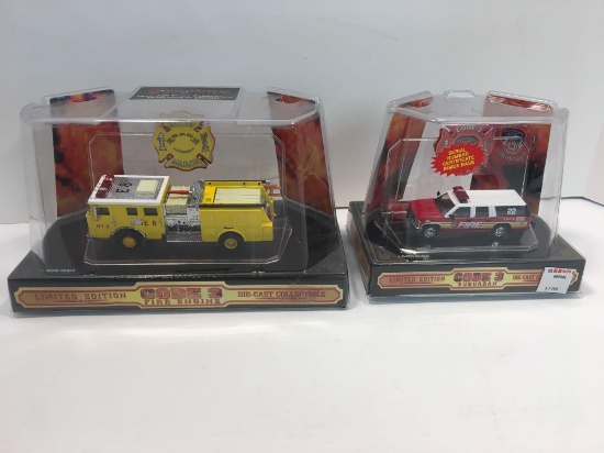 CODE 3 die cast collectibles (FDNY suburban, HONOLULU Seagrave fire truck)