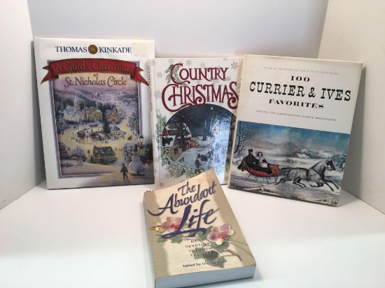 Books: The Abundant Life, Country Christmas, 100 Currier & Ives Favorites