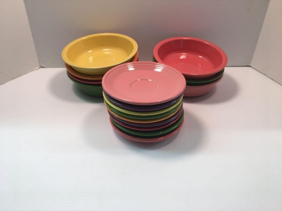 Homer Laughlin Fiestaware bowls, saucers (matching lots 474-478)