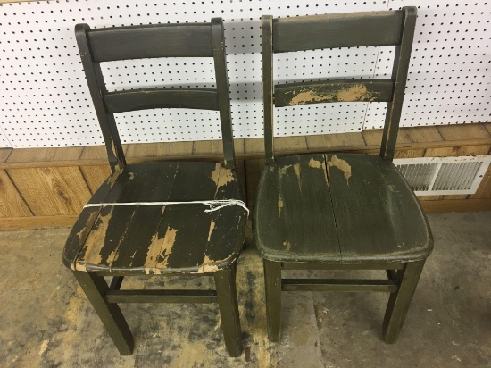 2- vintage wooden chairs (per seller from PENNS VALLEY HIGH SCHOOL)