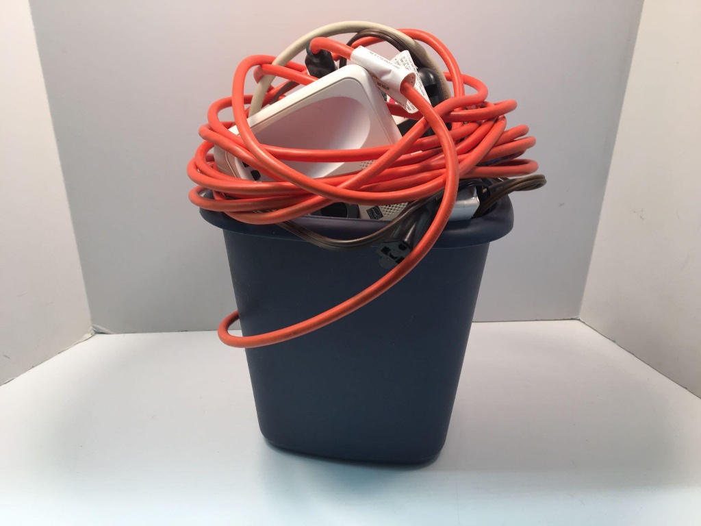 Extension cords, cordless phones, waste can, more