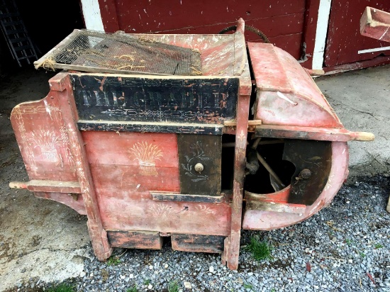 Antique "THE GRADER" grain cleaner retaining nice original painted surface(see video)
