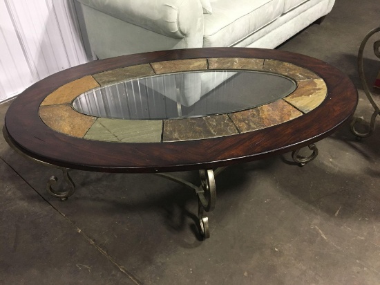 Glass/stone top coffee table(matches lot 12)