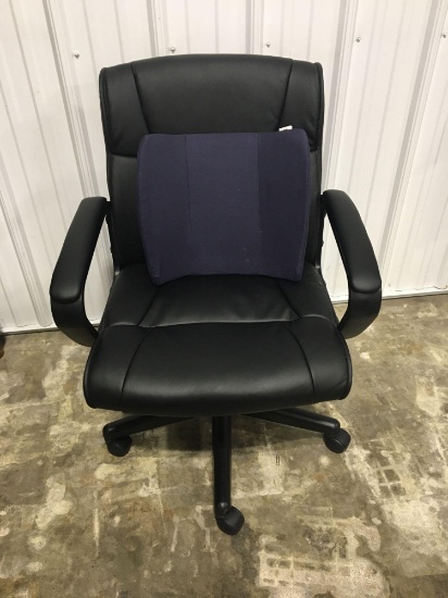 Rolling desk chair/ back support cushion