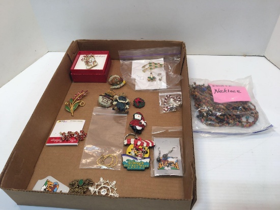 Costume jewelry (Christmas pins, earrings, more)