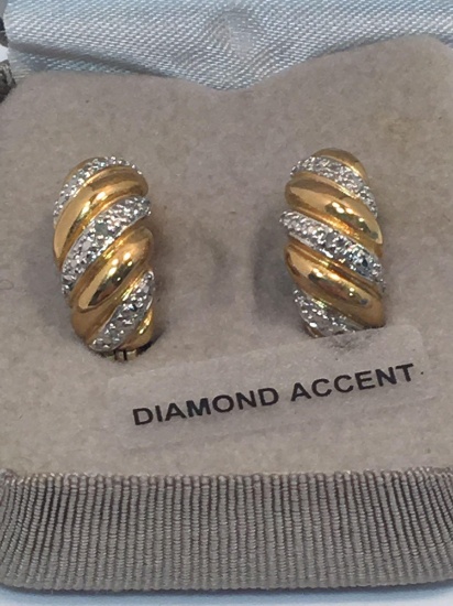 Diamond accent earrings (18 karat gold over sterling silver)