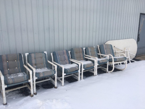 PVC outdoor furniture(5 chairs,table,rocking chair)