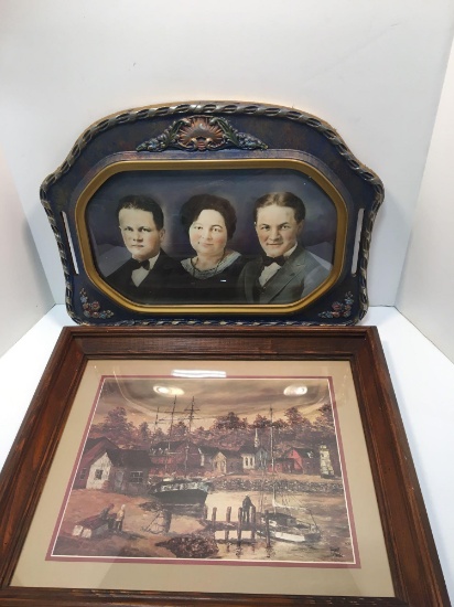 2- framed pictures(1- convex glass)