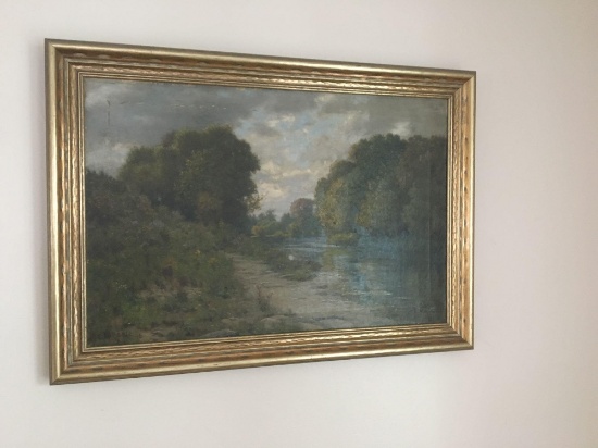 Framed oil painting signed E A POOLE 96 (American 1841-1912)