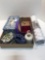 Bath mat(NIB),bathroom supplies(soap holder,tissue box cover,toothbrush holder,over door robe hook)