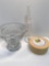 Glass centerpiece bowl, decanter, more