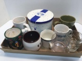Penn State bakery tin, coffee mugs