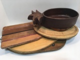 Wooden cuttimg boards,wooden pineapple shaped bowl,more