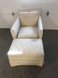 Accent chair/matching ottoman by TEPE custom furniture(matches lot 24;been modified to roll)