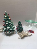 2 small ceramic Christmas trees