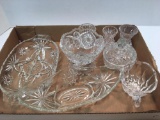 Glassware (divided plate, toothpick holders, creamer/sugar, more)