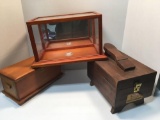 Mirrored display case, shoeshine box, handcrafted wooden keepsake