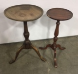 2- vintage wooden plant stands(1 damaged;chipped top)