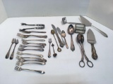 Silver plated flatware(spoons,forks,knives,olive forks,pie lifter,more), STERLING silver handled pie