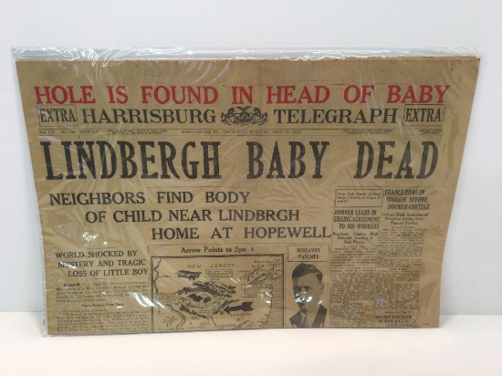 HARRISBURG TELEGRAPH newspaper(May 13,1932;feature article "LINDBERGH BABY DEAD"