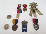 Antique Harrisburg PA fire parade and convention ribbons and pins
