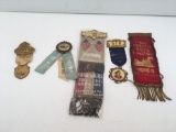 Antique Harrisburg and Chester Pennsylvania Fire convention/parade ribbons and pins