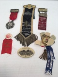 Antique Harrisburg and Chester Pennsylvania Fire convention/parade ribbons and pins