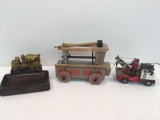 CORGI TOYS die cast HOLMES wrecker,wooden fire truck,PENNSY SUPPLY cement truck ashtray