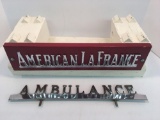 ANERICAN LAFRANCE fire truck trim mounted on wood,AMBULANCE trim