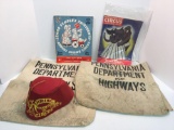 Vintage SHRINER CIRCUS memorabilia,2 Pennsylvania Dept. of Highways canvas bags