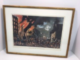 Frame/matted Currier and Ives print 