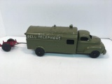 Vintage metal HUBLEY TOY BELL TELEPHONE truck/trailer