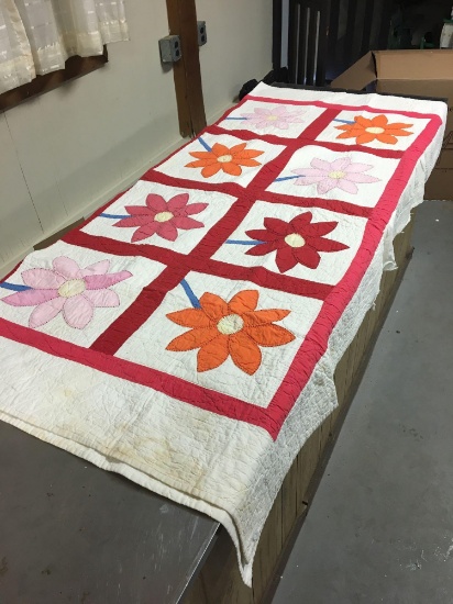 Hand crafted one sided quilt(approximately72x75;edges frayed)