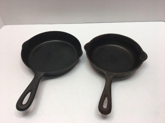 2- small cast iron skillets(1- marked Favorite)