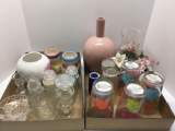 Plastic water glasses,vase, candles, mugs, more