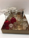 Shot glasses, wine glasses, stemware flutes, more