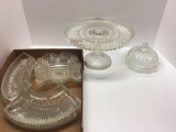 Glass cakestand,covered butter dish,more