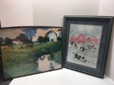2 framed farm themed pictures