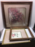 2 framed flower pictures,picture frame