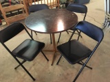 4 folding chairs,small round table