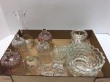 Glass candlesticks,vases,more