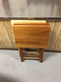 3 wooden TV trays