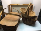 Wicker lunch basket, wicker baskets, bed tray, more