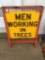 Vintage 2 sided MEN WORKING IN TREES sign /frame